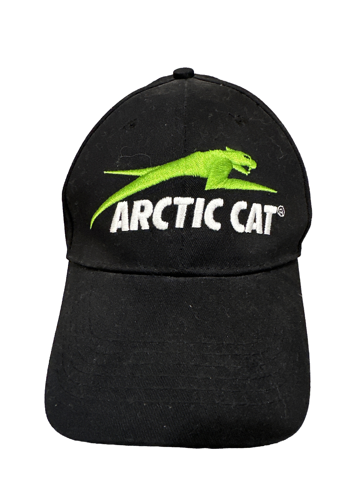 ARCTIC CAT Black Snapback Strap Hat with Lime Green CAT White Lettering