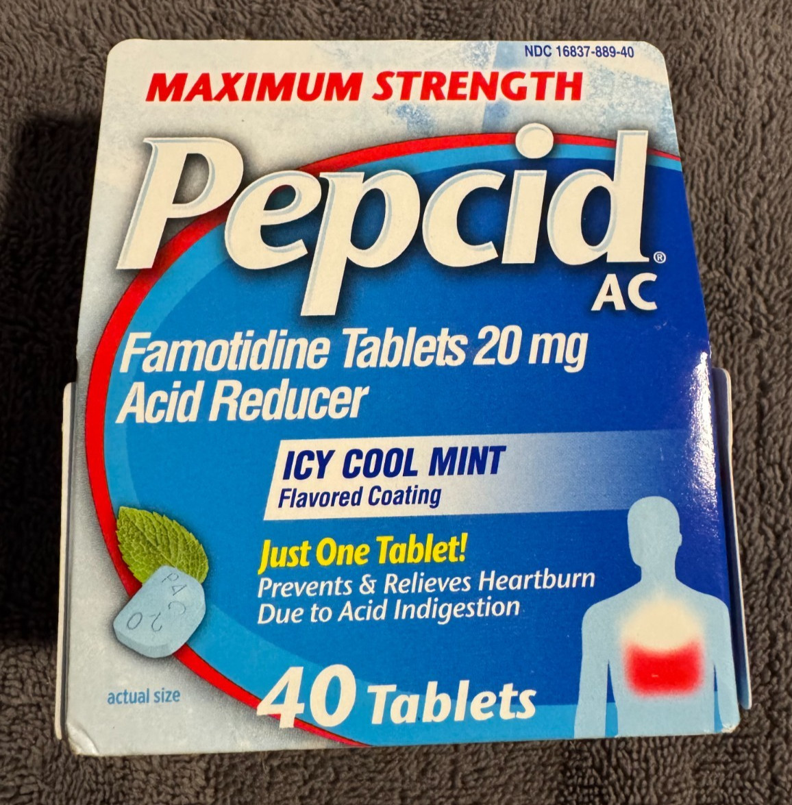 New Pepcid Max Strength 40 Icy Cool Mint Tablets For Heartburn EXP 5/2027