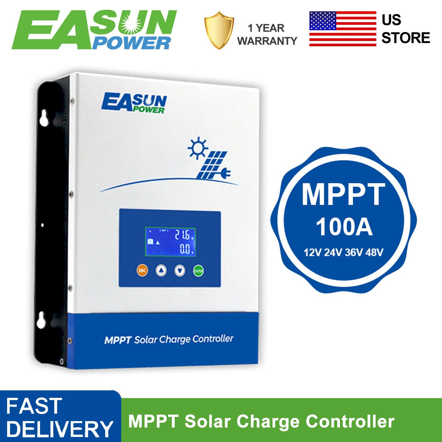 Easun 100A MPPT Solar Charge Controller Battery Regulator 12V/24V/48V PV 150V