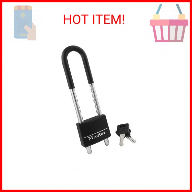 Master Lock 527D Adjustable Shackle Padlock with Key, Black