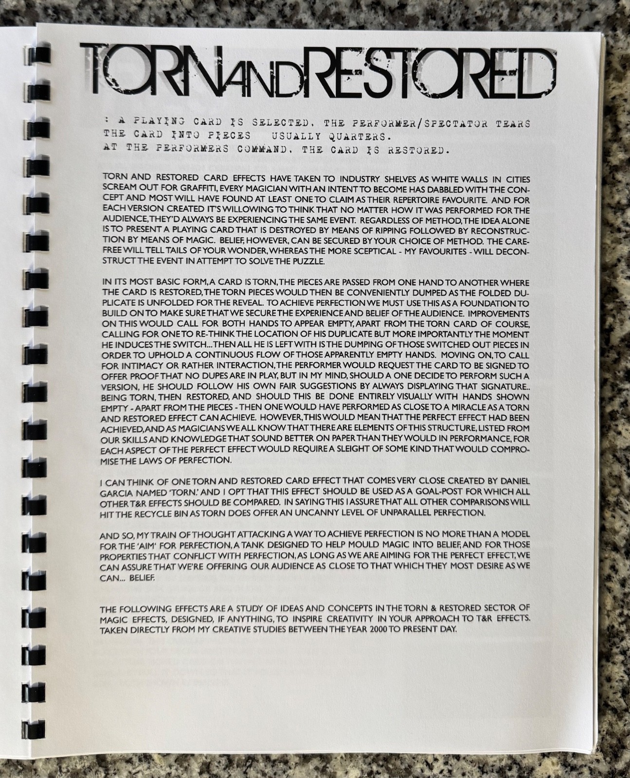 DECPTIONS TORN AND RESTORED BY DANIEL MADISON