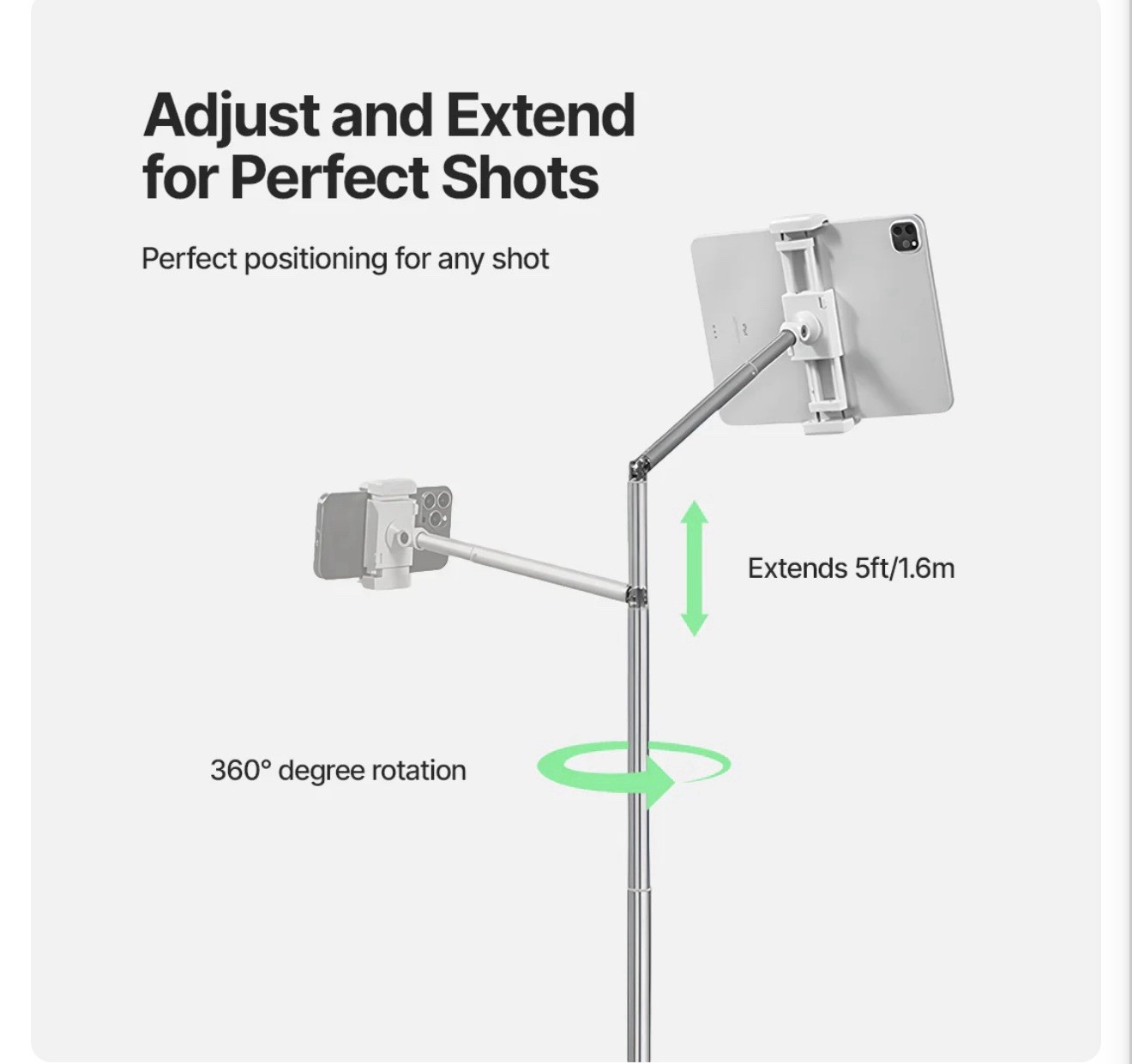 Floor Mount Hit every angle 360 rotation Includes hands-free lights and remote