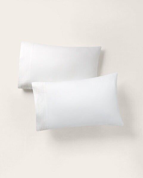 Ralph Lauren Organic Handkerchief Embroidery Two Standard/ King Platinum Sham