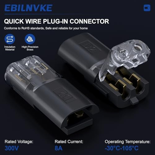 Double Wire Plug in Connector with Locking 100PCS Black 2 Wire 22-18 Awg D2