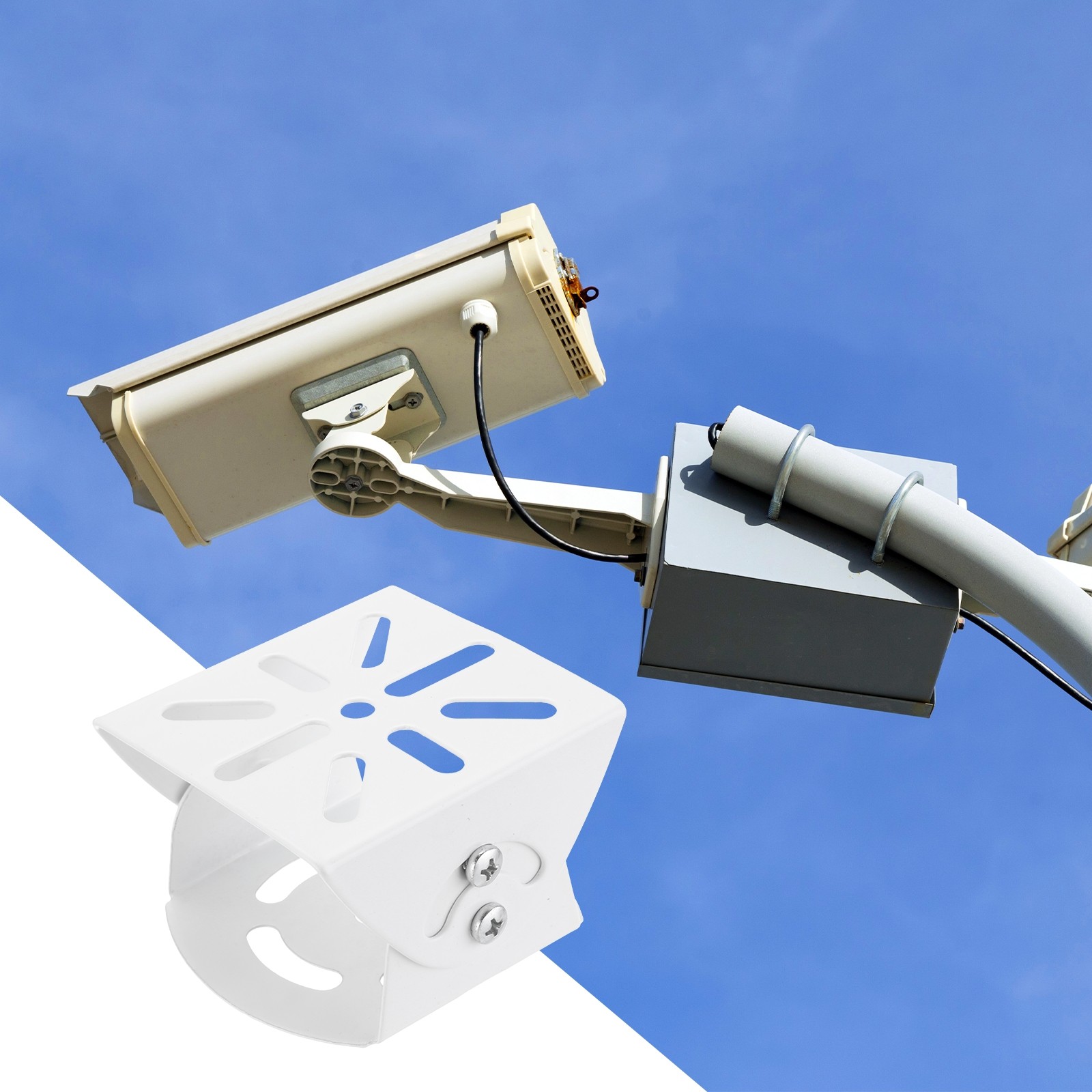 1 Pcs 2" Security Camera Joint Mounting CCTV IP Installation for Safety White