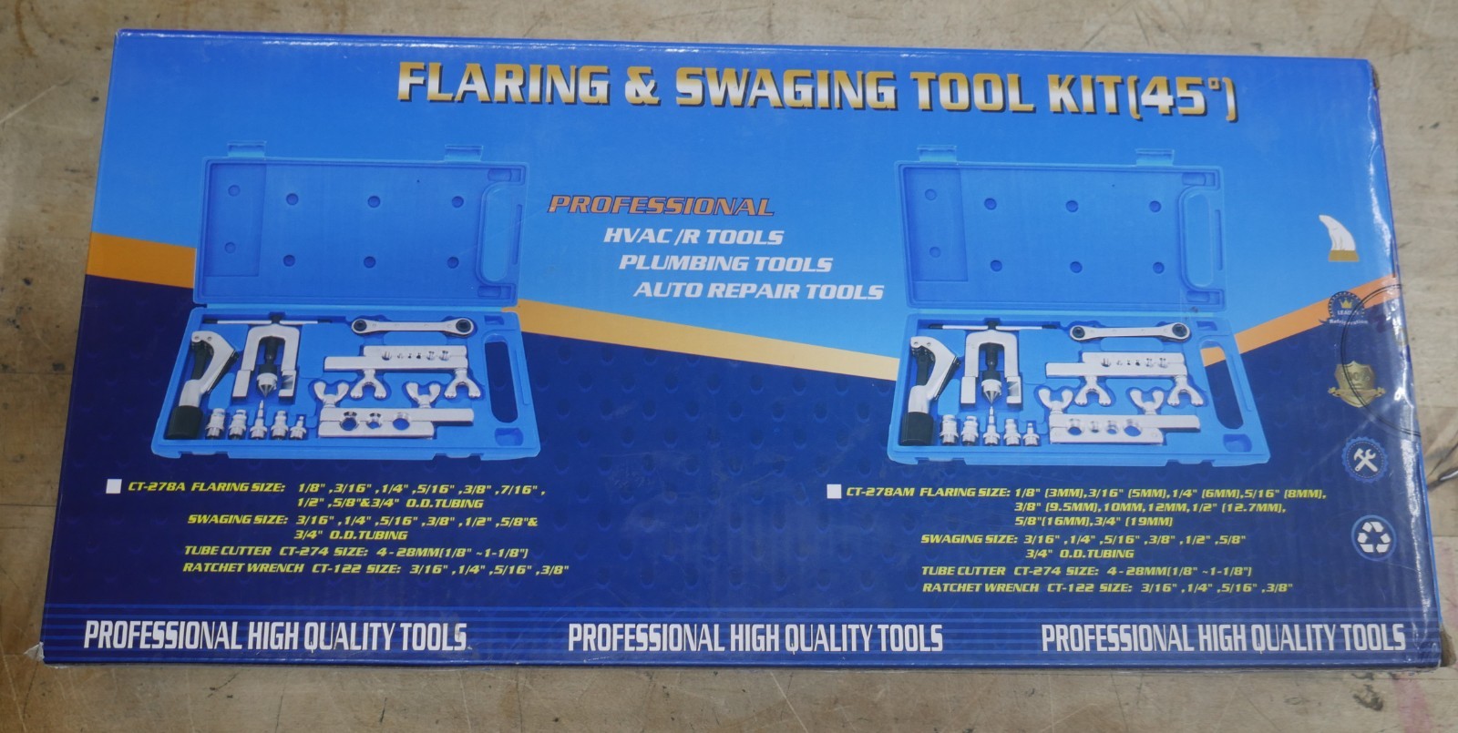 45 Degree Flaring and Swaging Tool Kit Flares Soft Refrigeration Copper Tubing