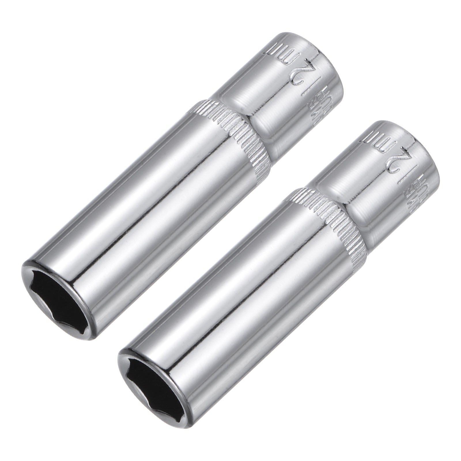 2Pcs 12mm Metric Deep Socket Steel Chrome Plated