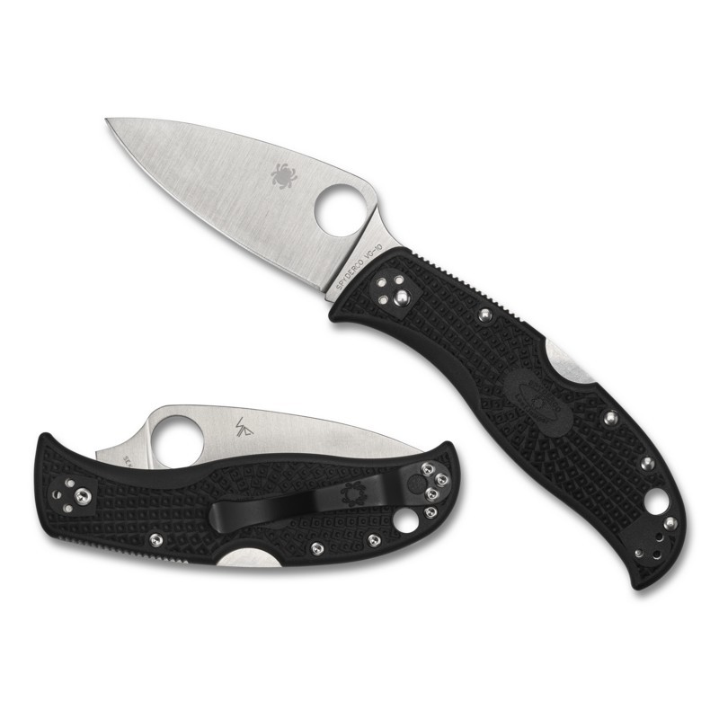 Spyderco C262PBK LeafJumper Folding Knife 3.09" VG-10 Plain Edge Blade, Black