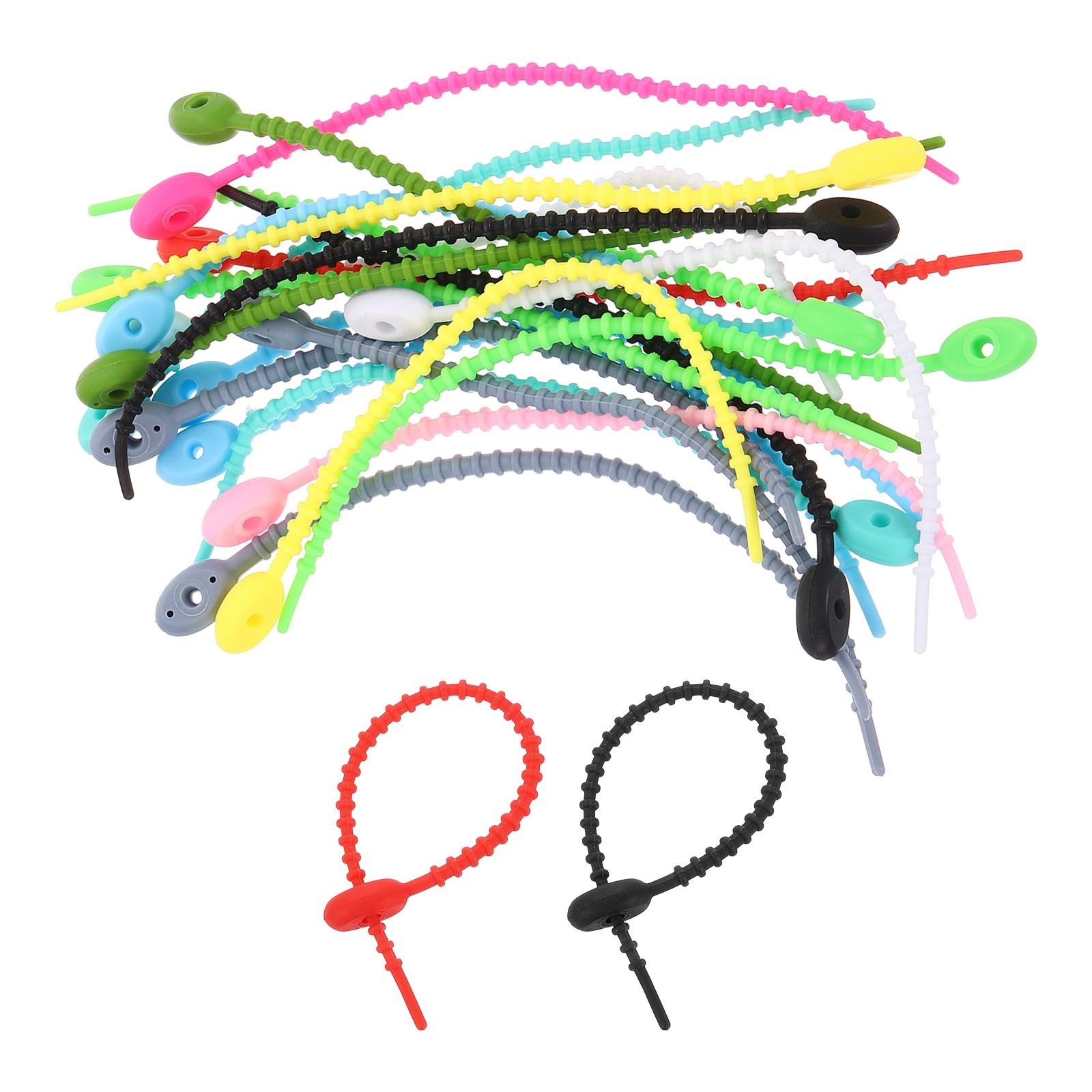 20Pcs 6" Silicone Cable Ties Reusable Zip Ties Strips Twist Tie Mixed Colors