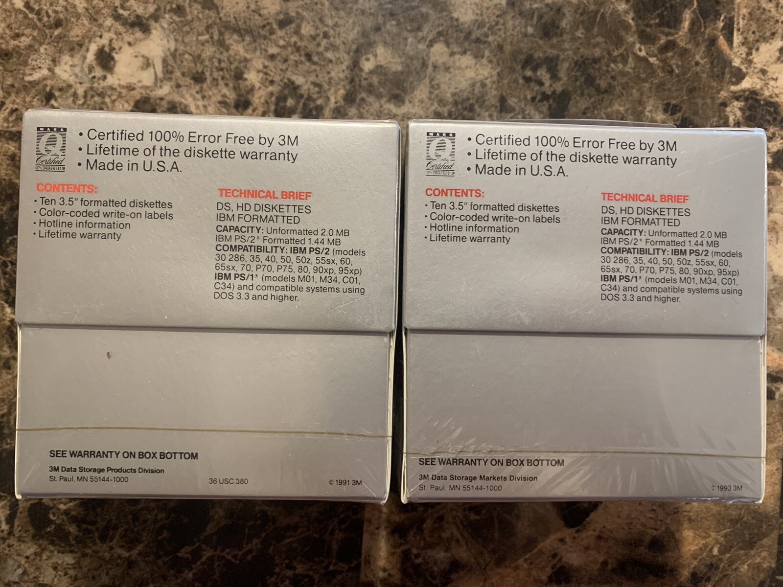 Set Of 2- 3M Imation Diskettes 3.5” 10 per package Double Sided High Density