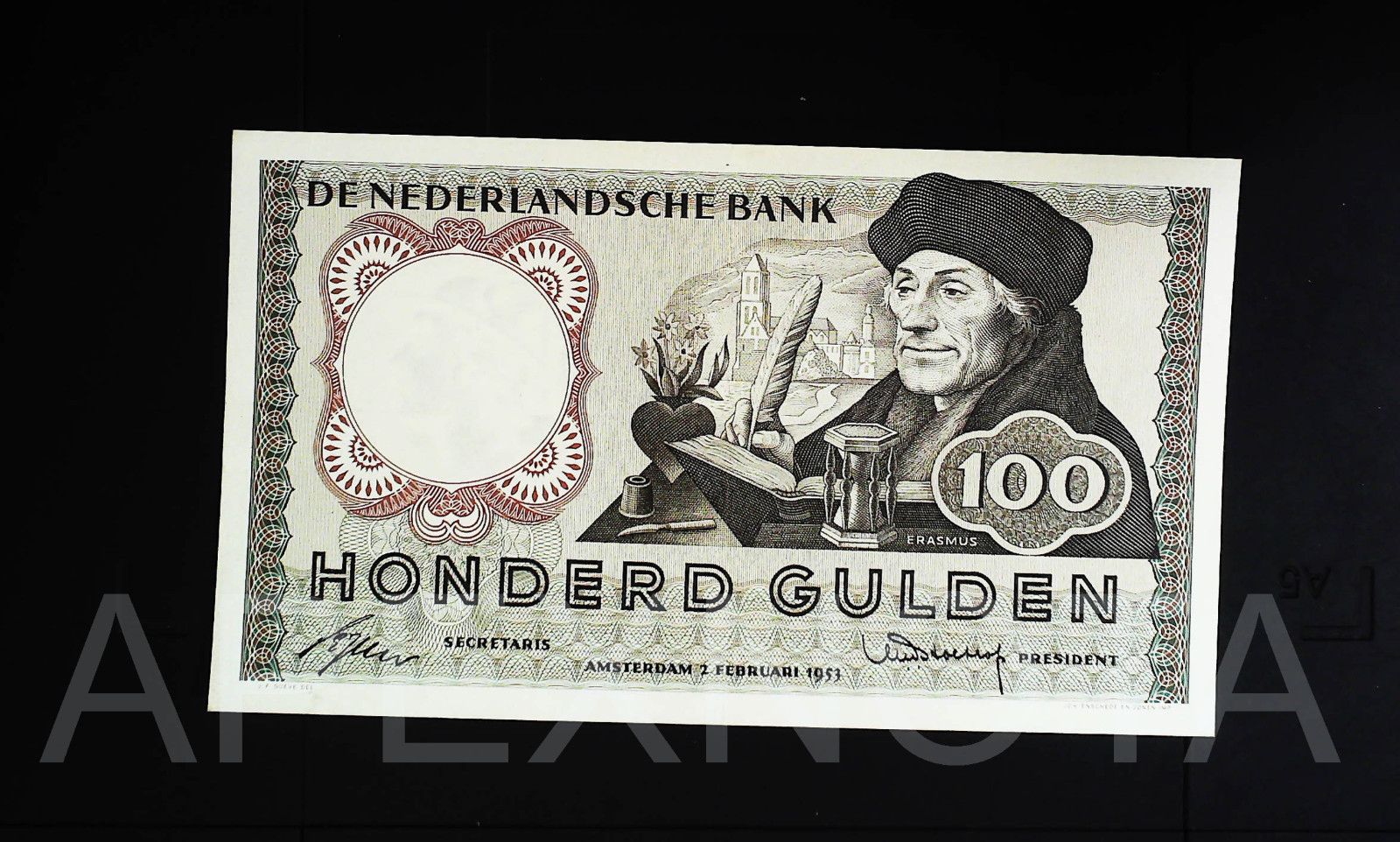 NETHERLANDS 100 GULDEN 1953 P88 CU CHOICE UNC- PREFIX 3TQ WMK MERCURY'S HEAD
