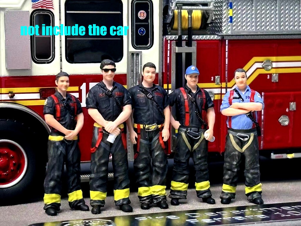 diorama 1/64 5pcs fireman high quality very nice fit 1:64 car street