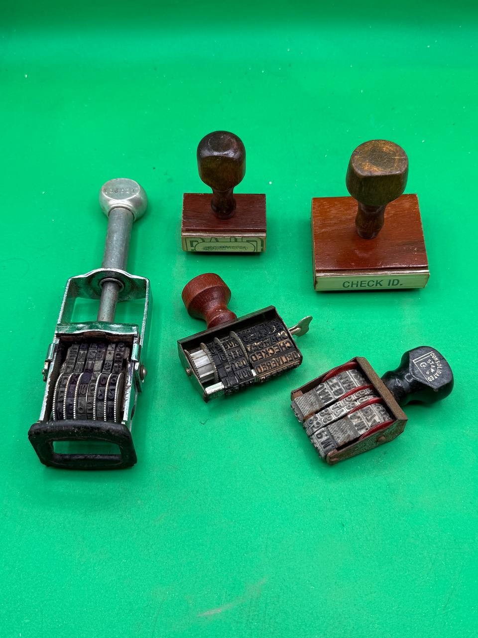 Lot of 5 Vintage Office Stamps Numbering Date Stamp Trodat Consolidated RE