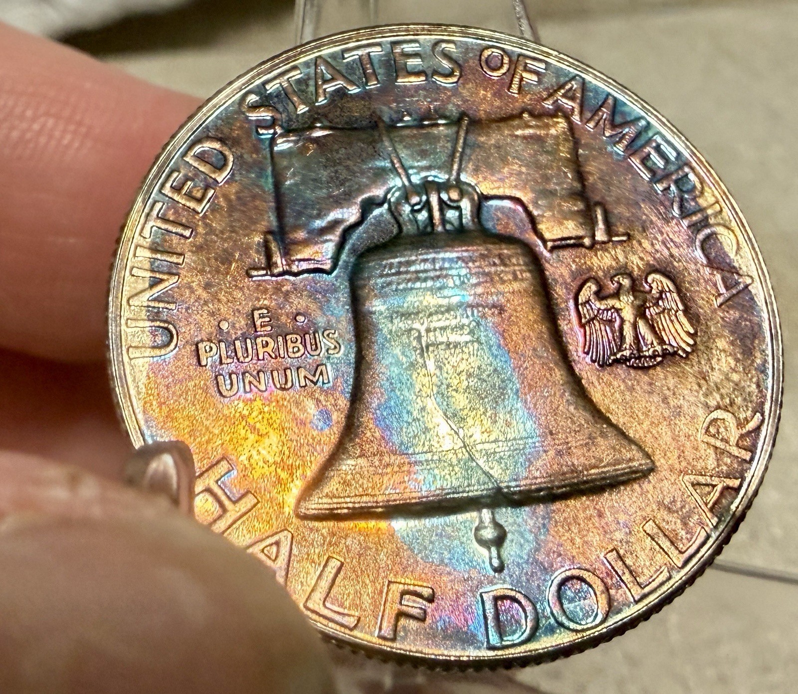 1963 Franklin Half Dollar Pristine Gem Proof Rainbow Toned