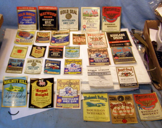 ** Lot of 29 Diff -- MINT, New Old Stock - Vintage 1940's WHISKEY & BOOZE LABELS