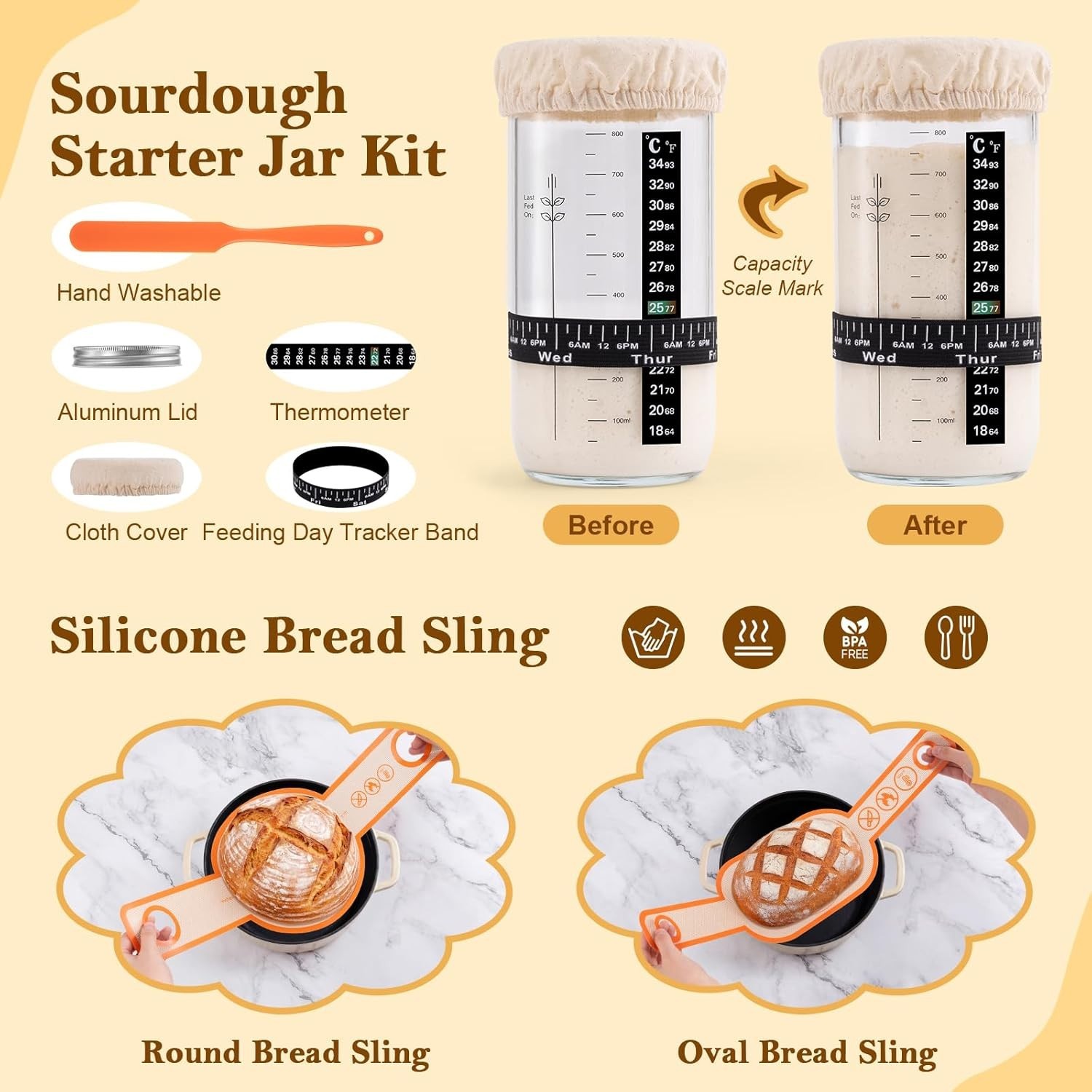 Complete Sourdough Starter Set with Handmade Rattan Baskets & Tools - Gift Ready