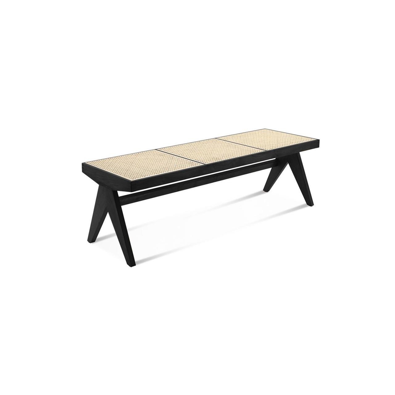 Pierre Jeanneret Rattan Teak Bench - Final Sale