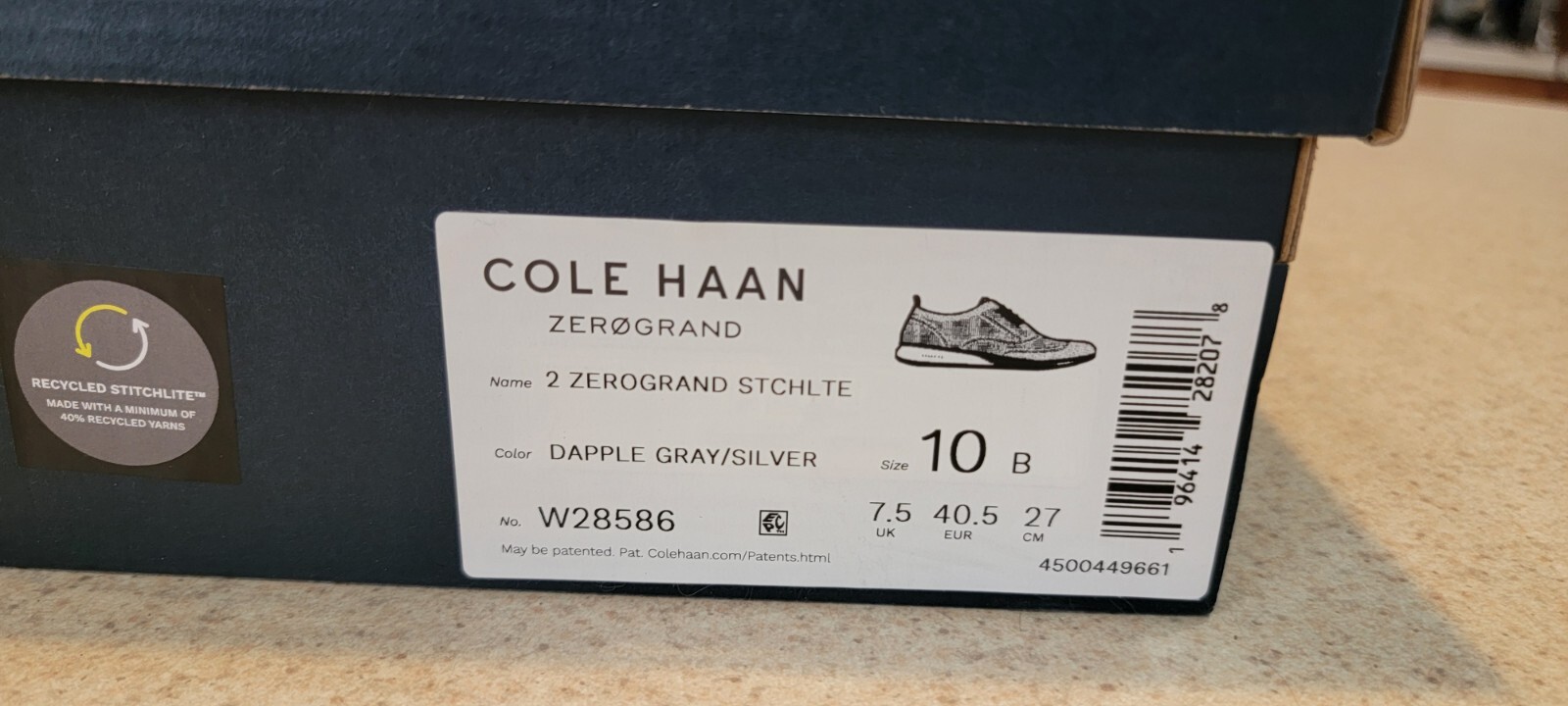 Cole Haan Women's 2 Zerogrand StitchLite Knit Grey Wingtip Shoes, W28586 Sz 10B