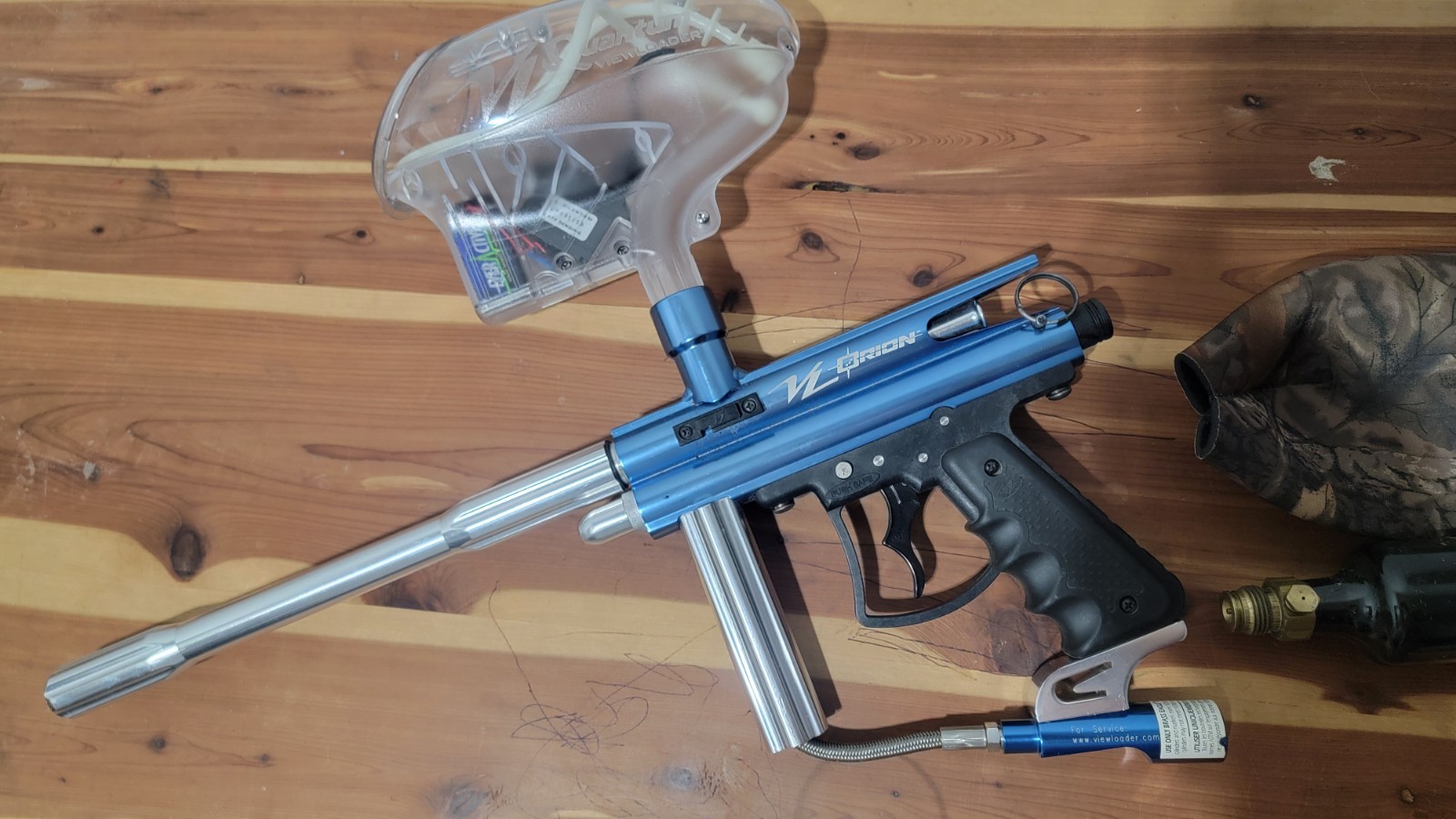 Viewloader Orion VL Paintball Gun Blue Chrome, Two-Finger Trigger
