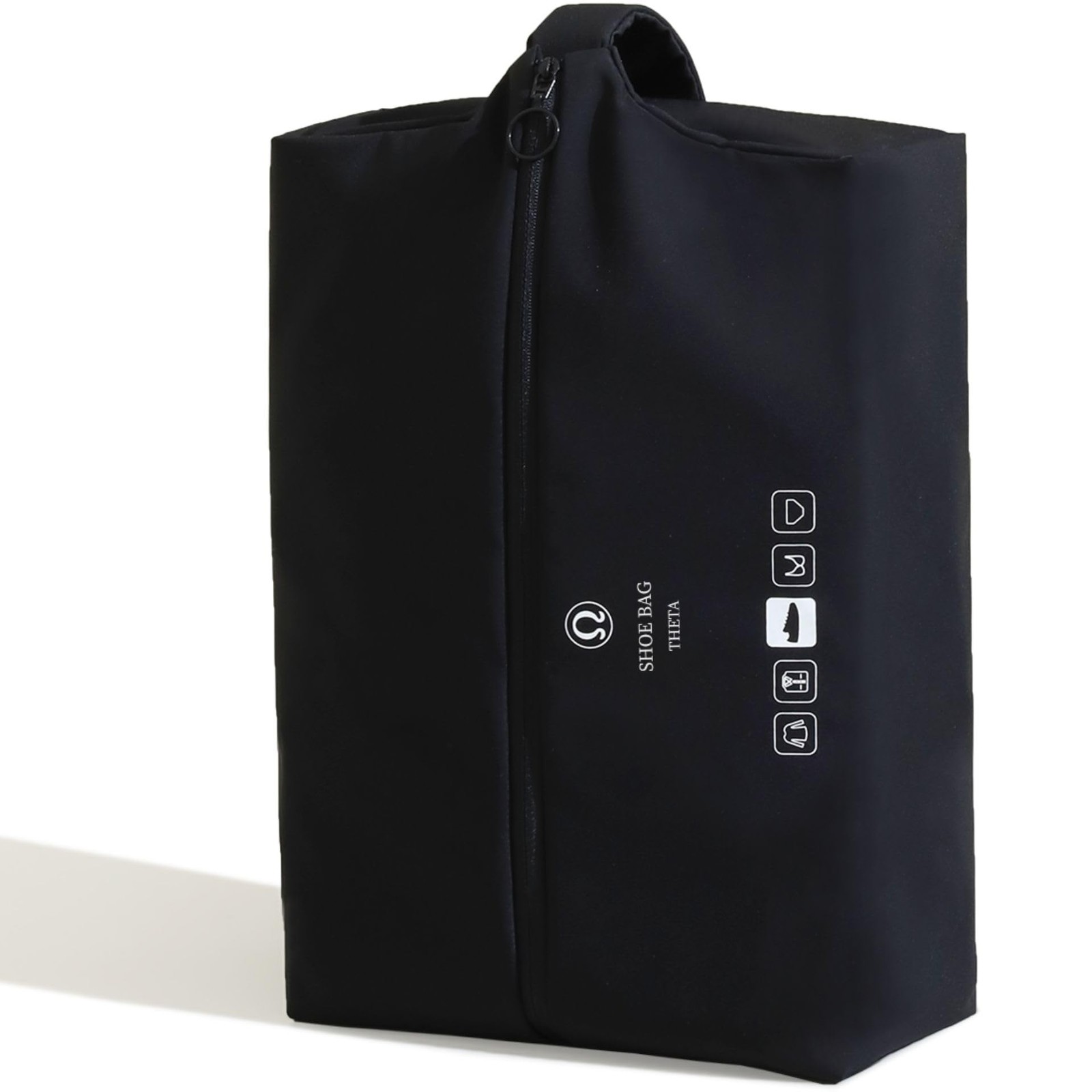 Black T400+TPU DoubleLayer Fabric Waterproof Travel Shoe Bag Organizer