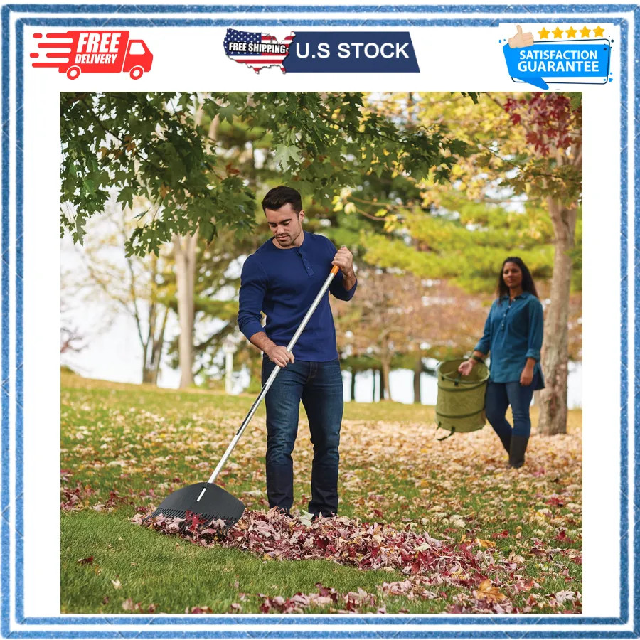Fiskars 67 Inch Poly Leaf Rake Lightweight Lawn Garden Tool
