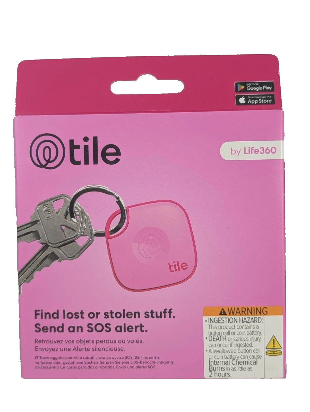 Pink Tile by Life360 Keychain Tile Mate Bluetooth Tracker Key Finder New