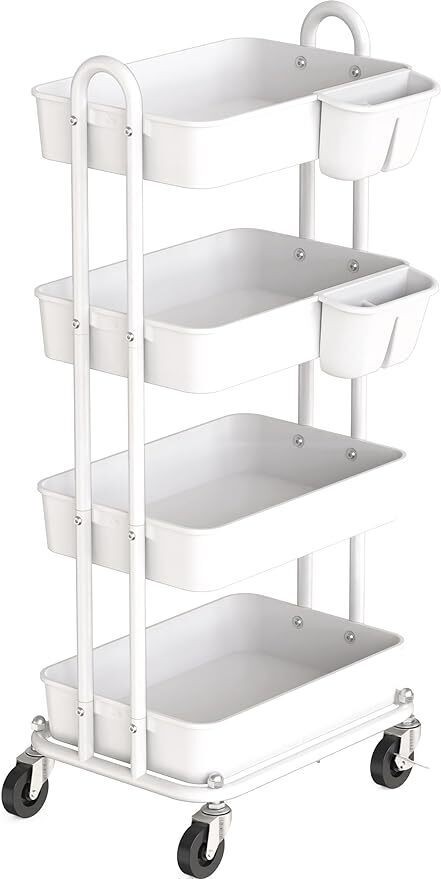 Heavy Duty 4-Tier Utility Rolling Cart Kitchen Cart Storage Cart, Saving Space
