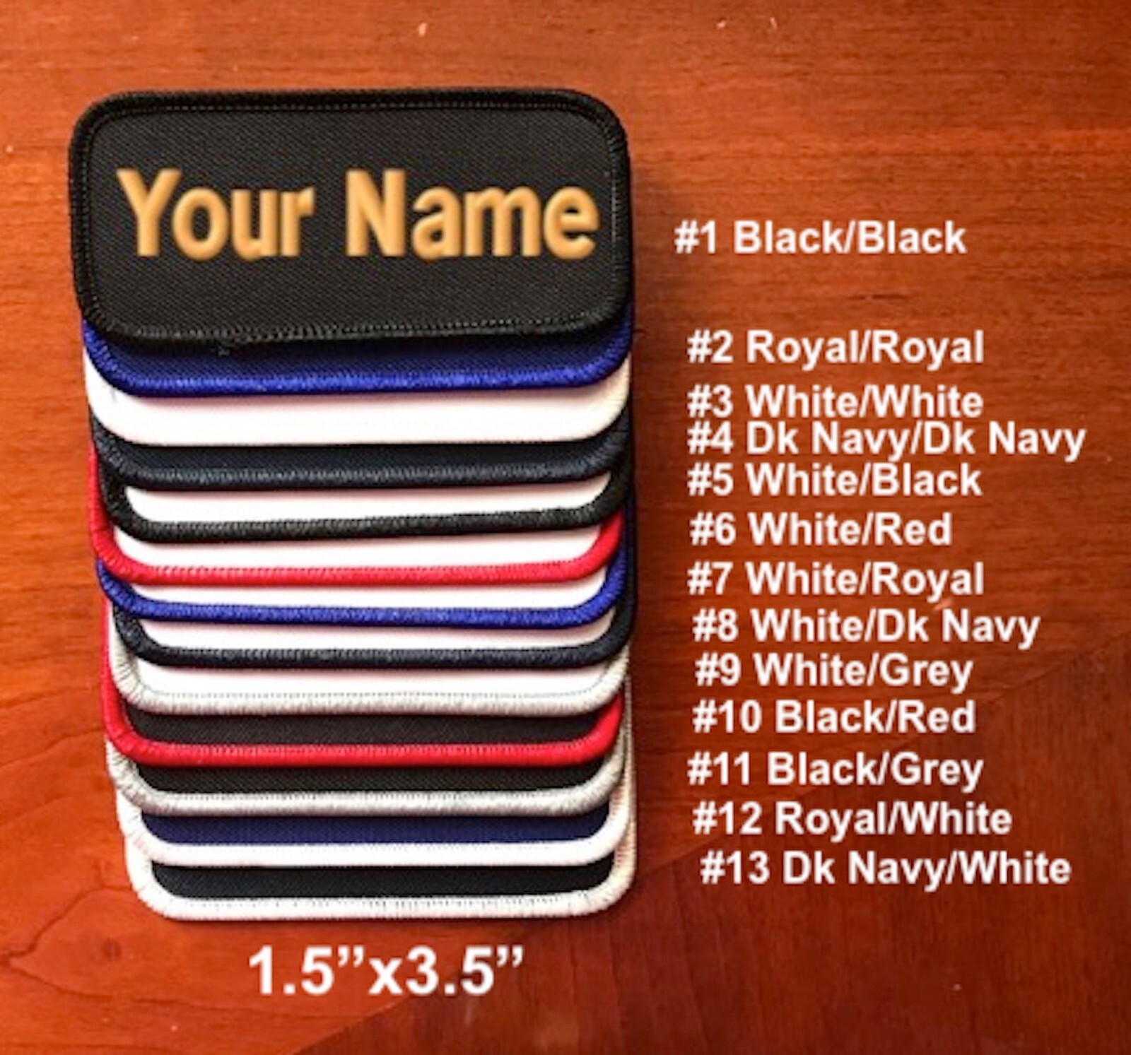 IRON-ON Custom Embroidered Name Patch, Name Tag,Name Badge Rectangular 1.5"x3.5"
