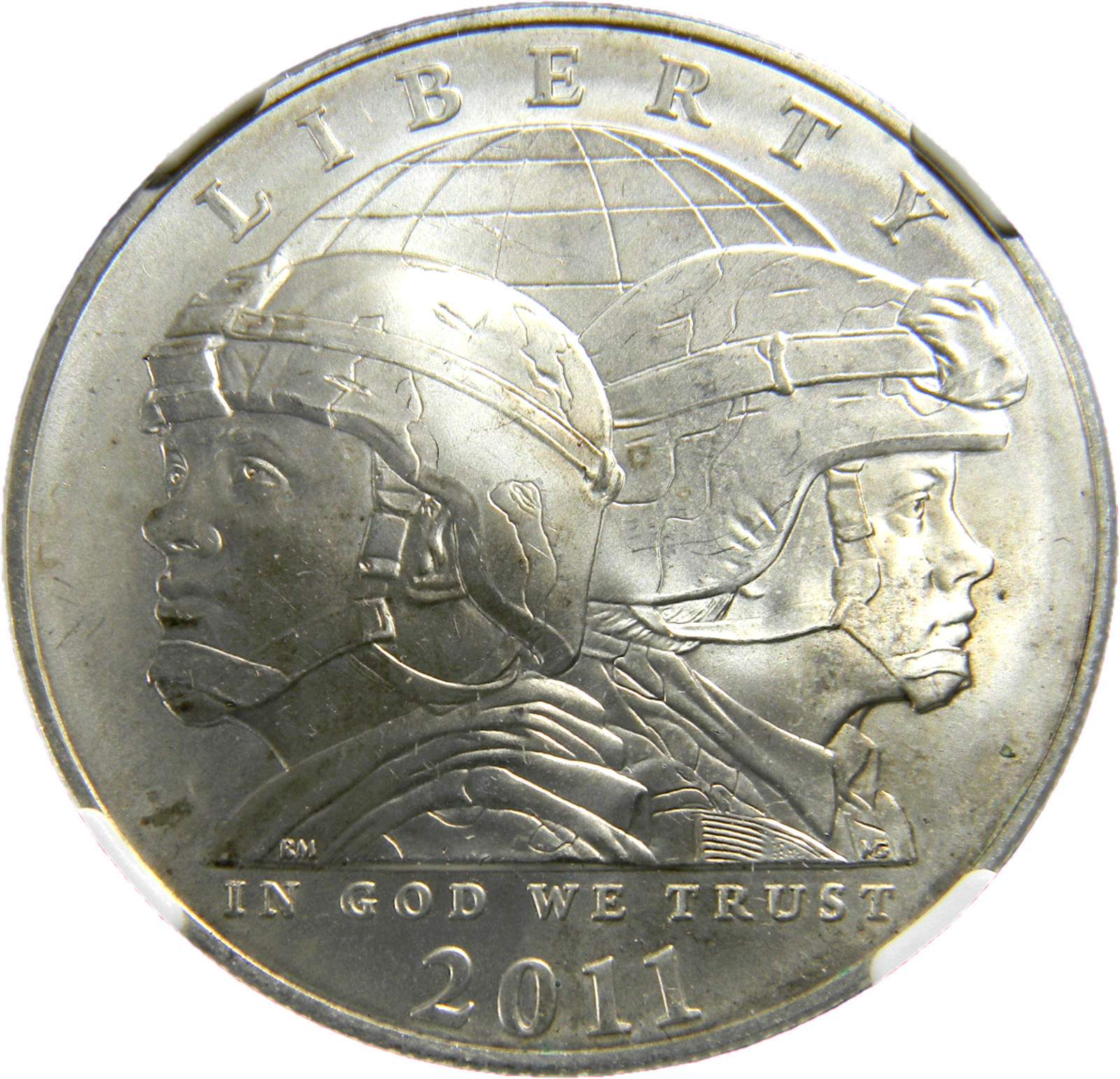 2011 S US Army $1 Silver Dollar NGC MS 69  Toning (19-9)