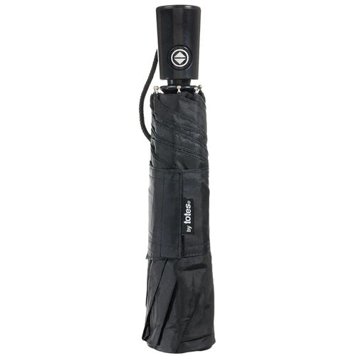 Totes Traveler Black Compact Automatic Open Close Folding Rain Umbrella