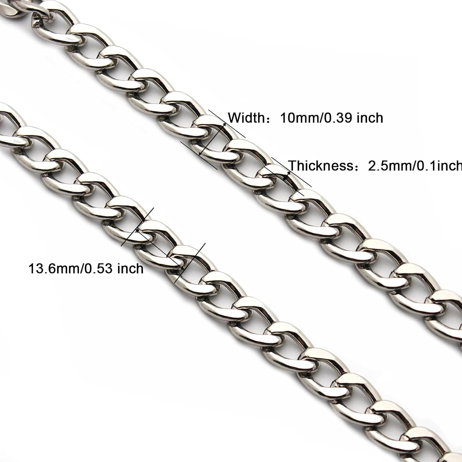 47” Flat Chain Strap DIY Iron Handbag Chains Replacement Purse Straps Shoulder C