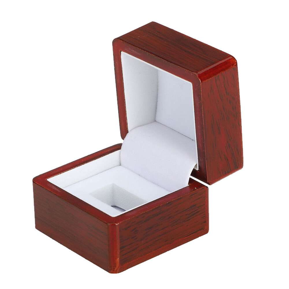 Square Shaped Championship Ring Box Display Wood Wooden Jewelry Gift box NEW