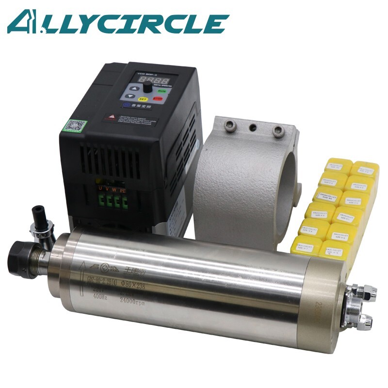 2.2KW Air Cooled Spindle 220V 24000RPM+80MM Clamp+ VFD+ER20 Collets CNC Router