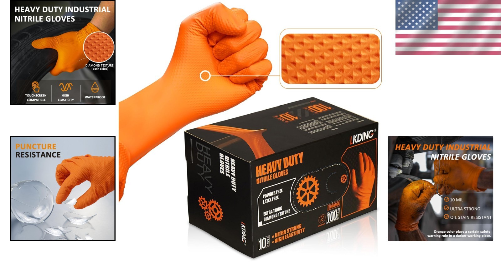 Diamond Texture Nitrile Gloves, 100 Count 50 Pairs