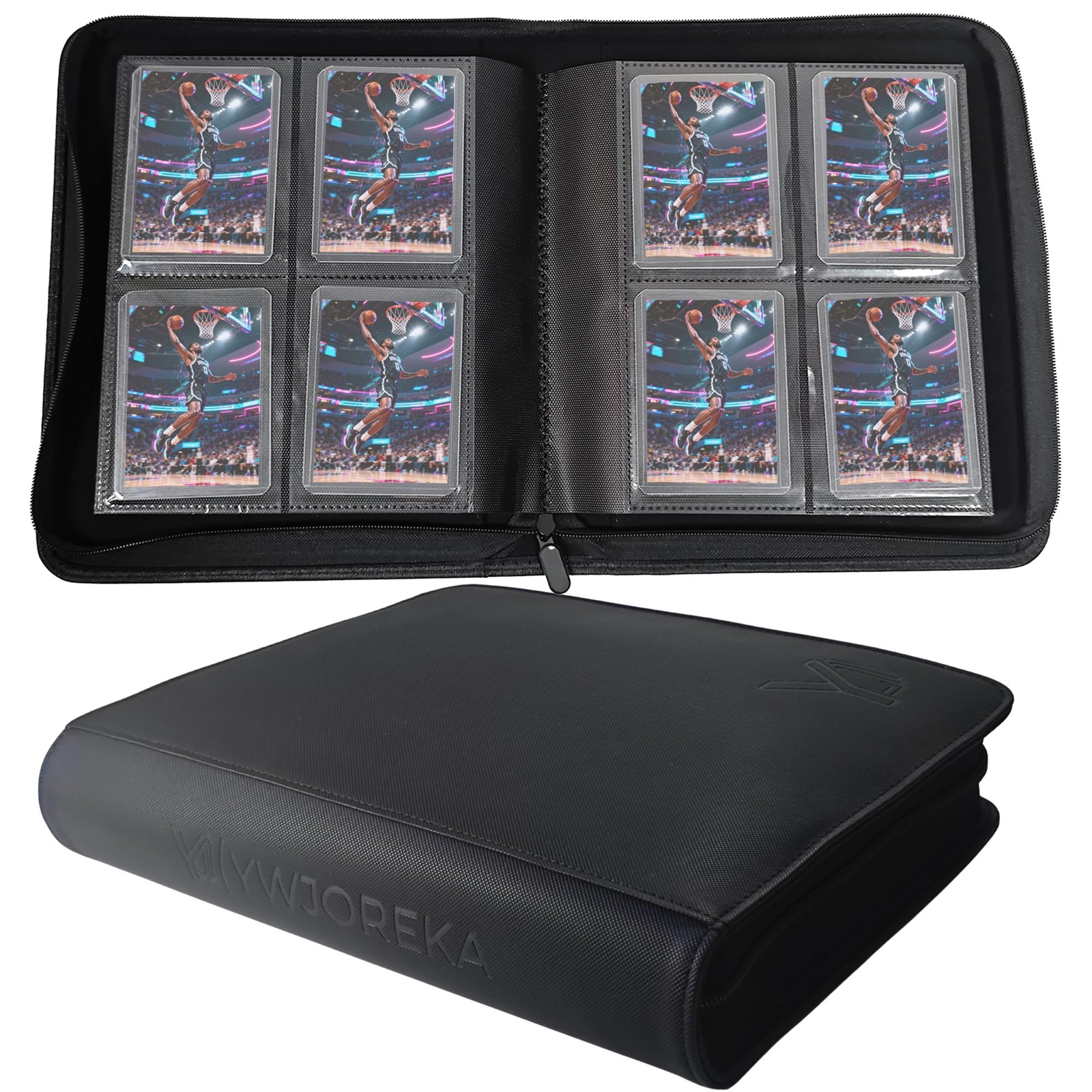Toploader Binder 4 Pocket, Holds 128 Toploaders, Double-Sided Card Storage Bi...
