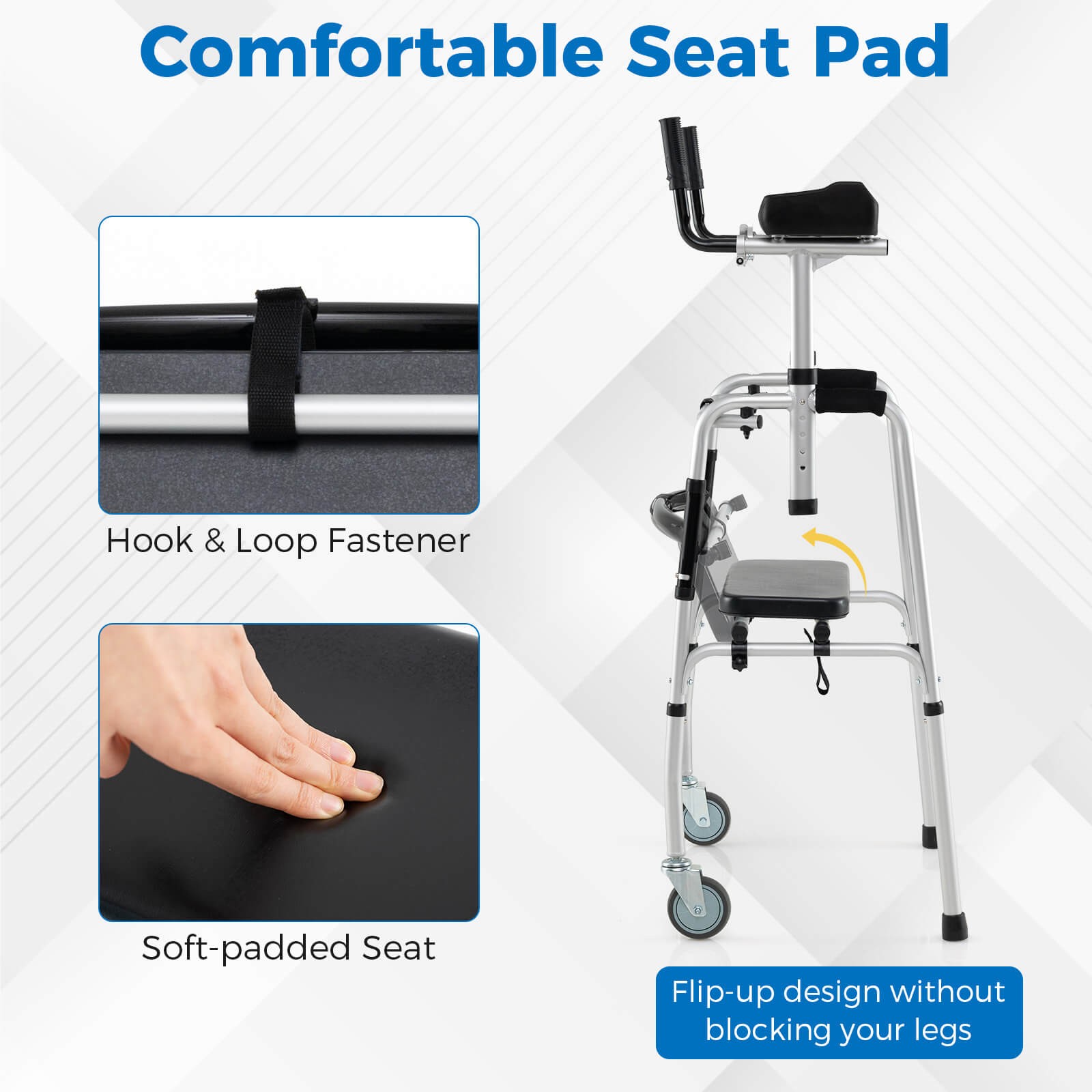 Versatile Rolling Walker All Terrain Stand-Assist Walker w/ 2 Premium Wheels