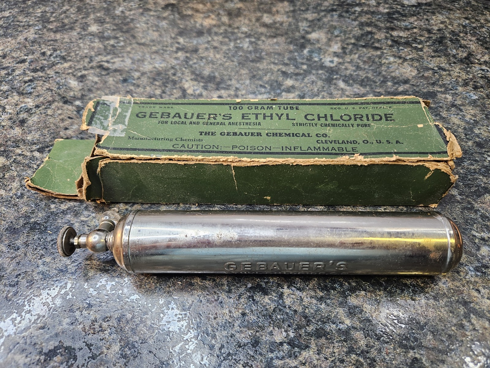 Vintage Gebauer's Ethyl Chloride 100g Tube IOB