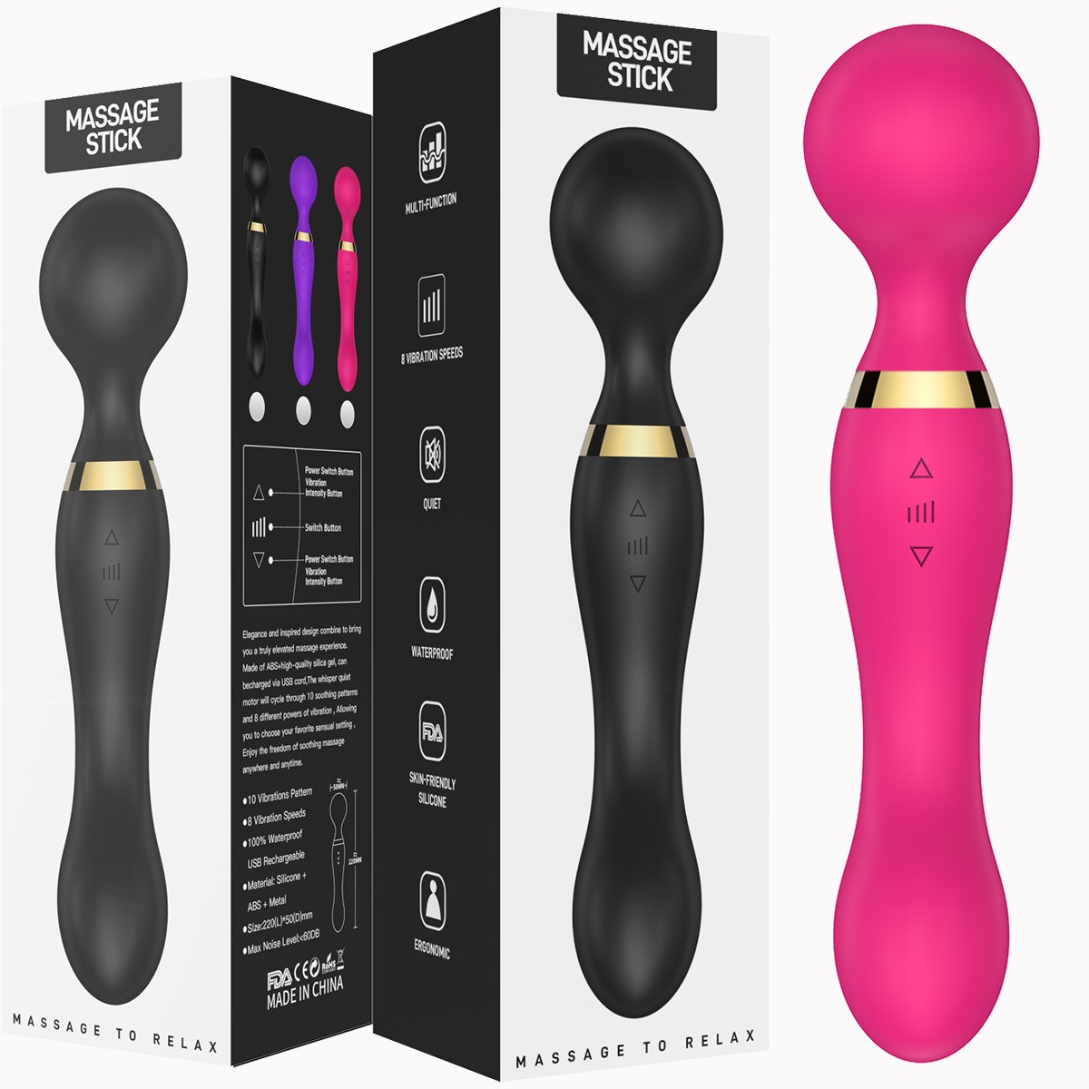Powerful Multi-Speed Magic Massager Wand Massage Full Body USB Rechargeable 20s