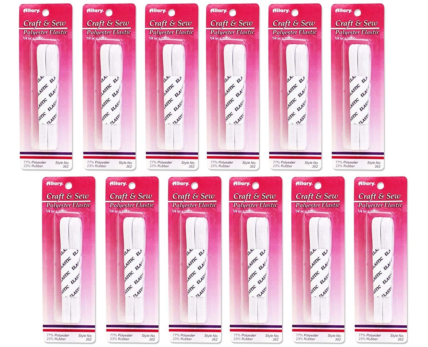 Allary 362 1/4"x108" Polyester Elastic - Multipacks