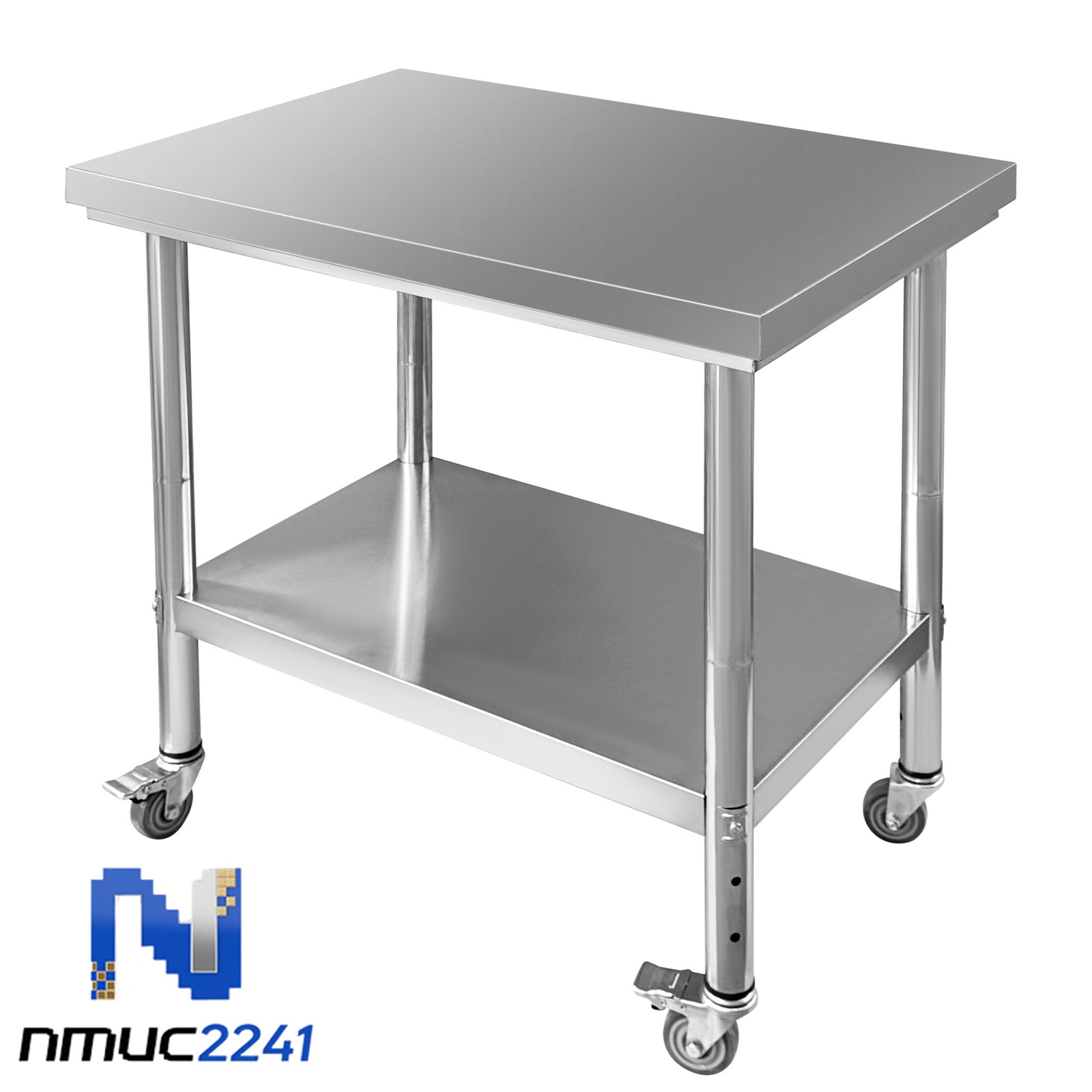 New 36x24 Inch Stainless Steel Work Table with 4 Wheels Heavy Duty Food Prep