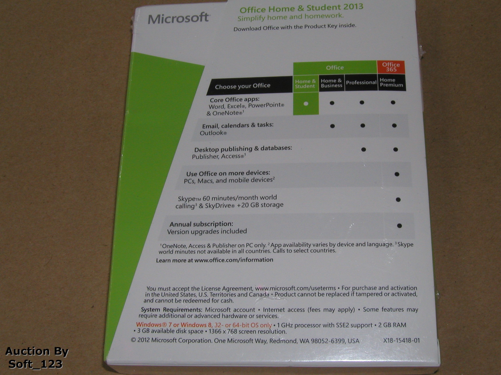 MS Microsoft Office 2013 Home and Student Full English Retail Boxed Version PKC