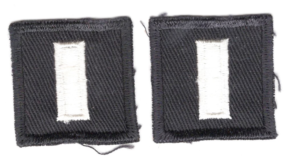 Cloth Military Badge:  Lieutenant JG or 1st Lieutenant (pair) - on black twill