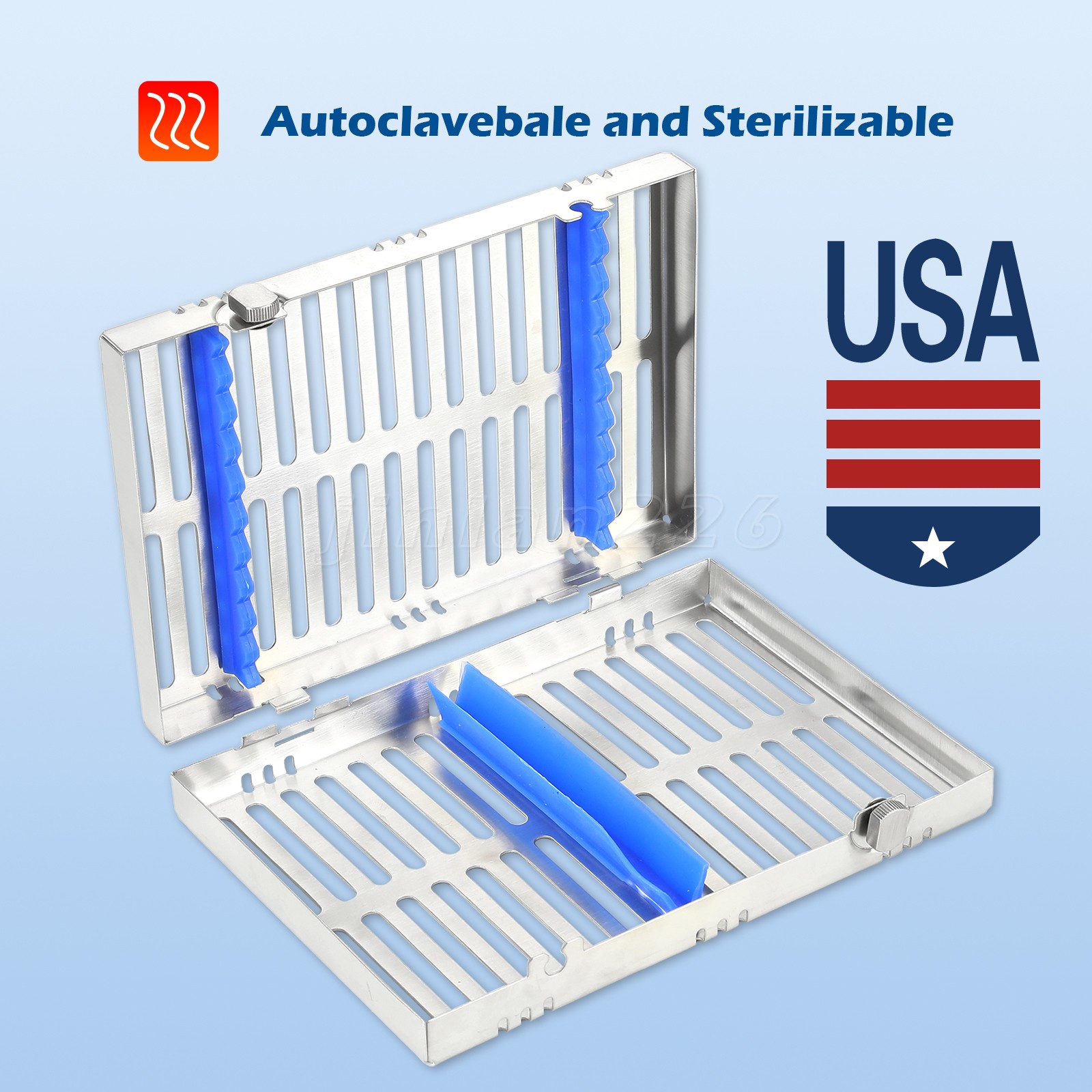Dental 10 Instruments Sterilization Box Tool Holder Cage Cassette Rack Tray