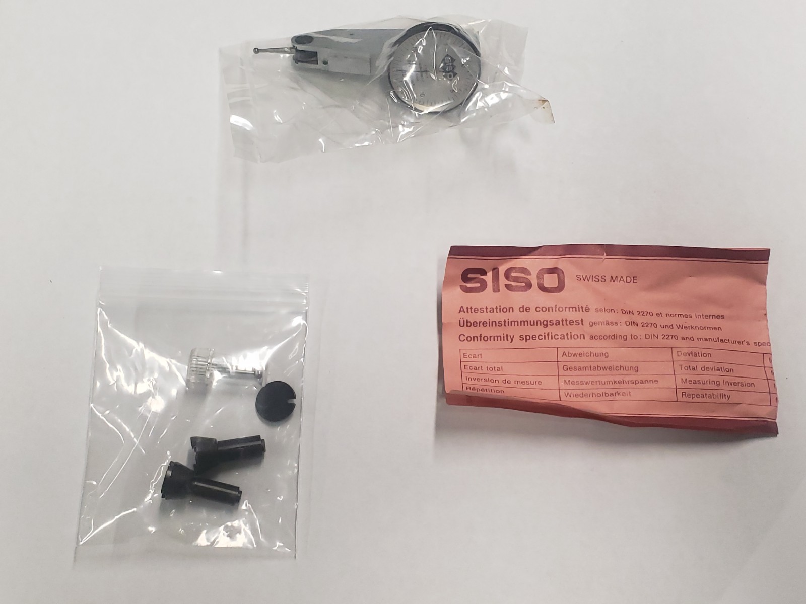 Siso .0005" Dial Indicator 6 Jewels Antimagnetic Swiss Made
