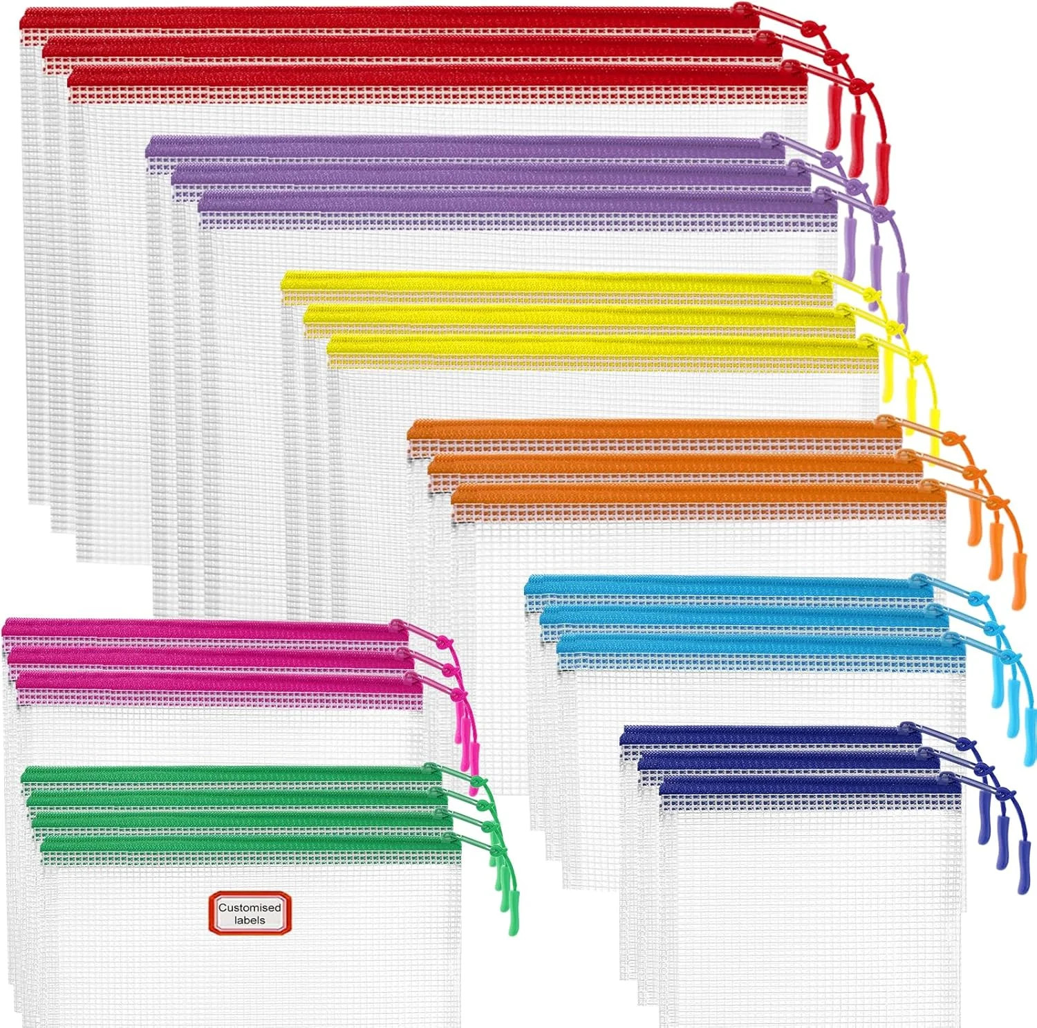 25pcs Mesh Zipper Pouch Bags for Organization,Toy Storage Bags,Clear Zipper Pouc