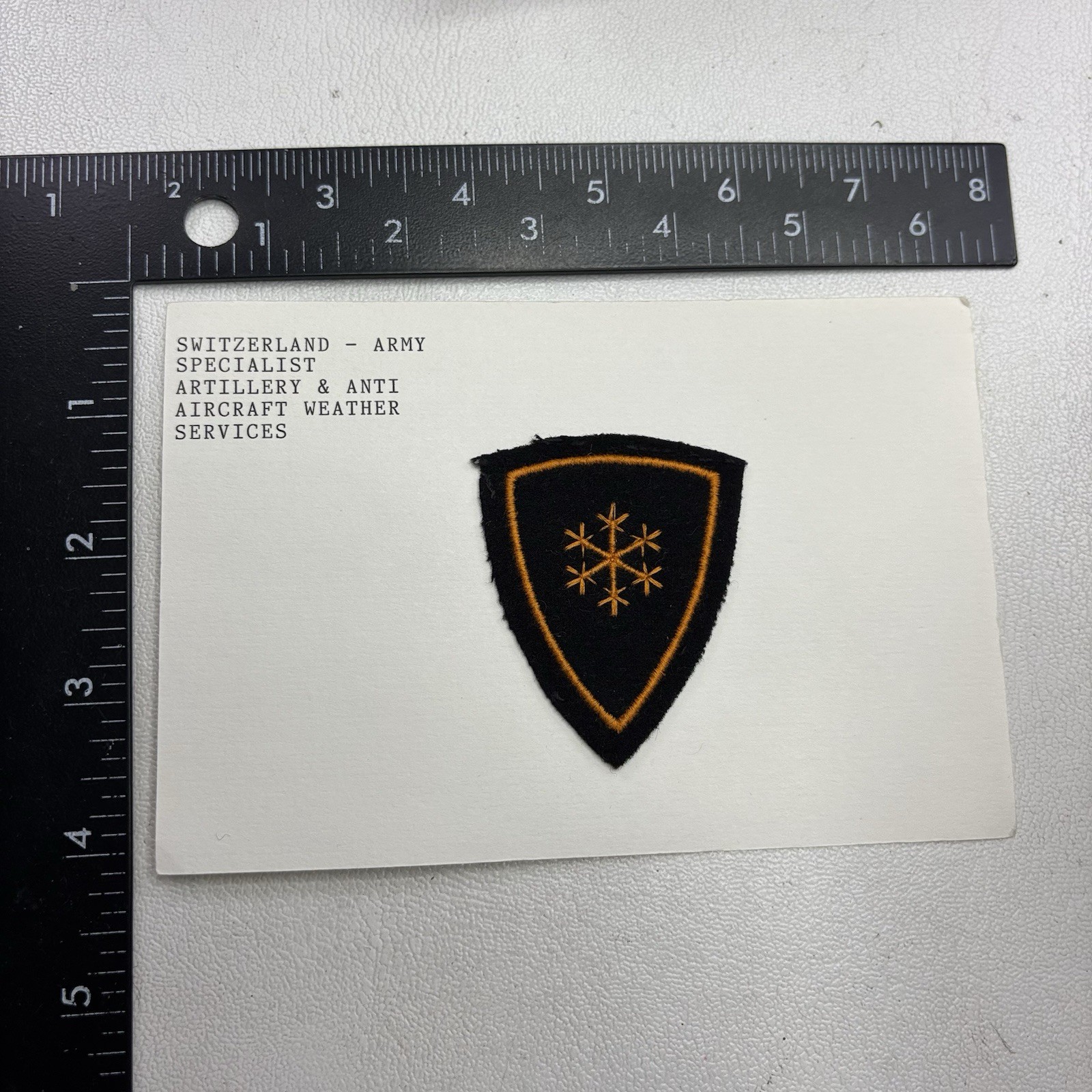Switzerland Army ARTILLERY & ANTI-AIRCRAFT WEATHER Patch (Attached To Card) 58Z1