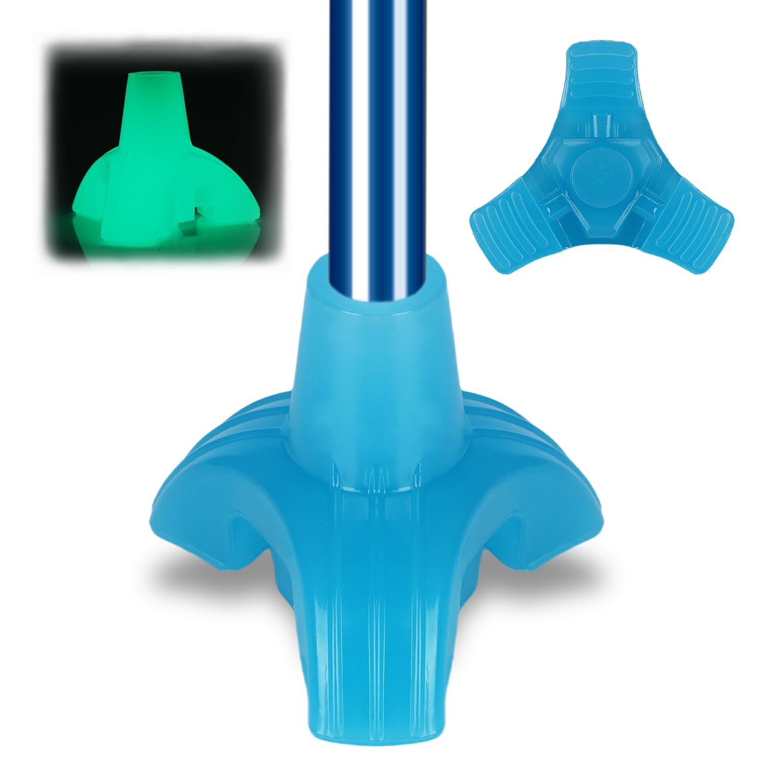 supregear Tripod Walking Cane Tip, Glow in The Dark, Non-Slip Rubber Base, Fi...