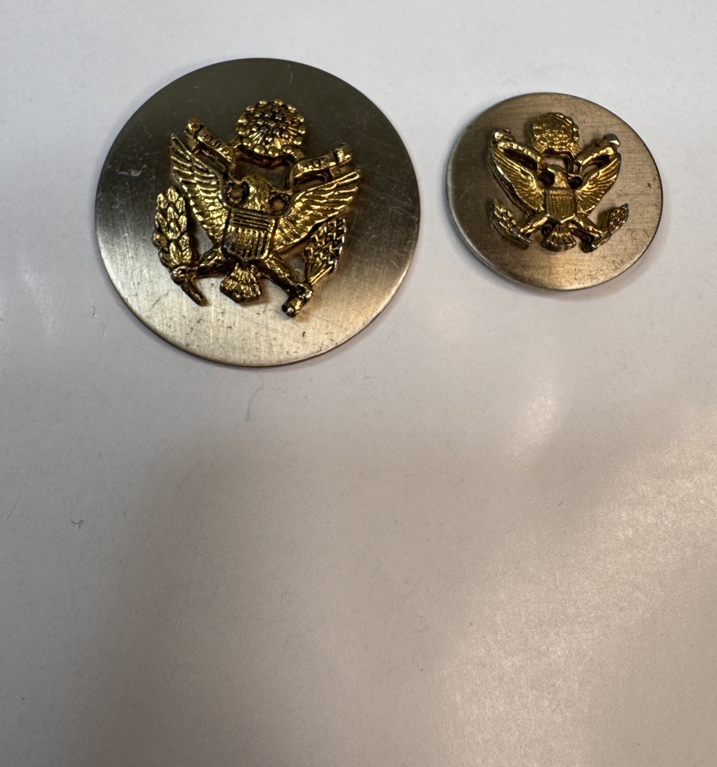 WWII WW2 US Army Insignia Button Hasp Big/Small Vintage Hat Cap