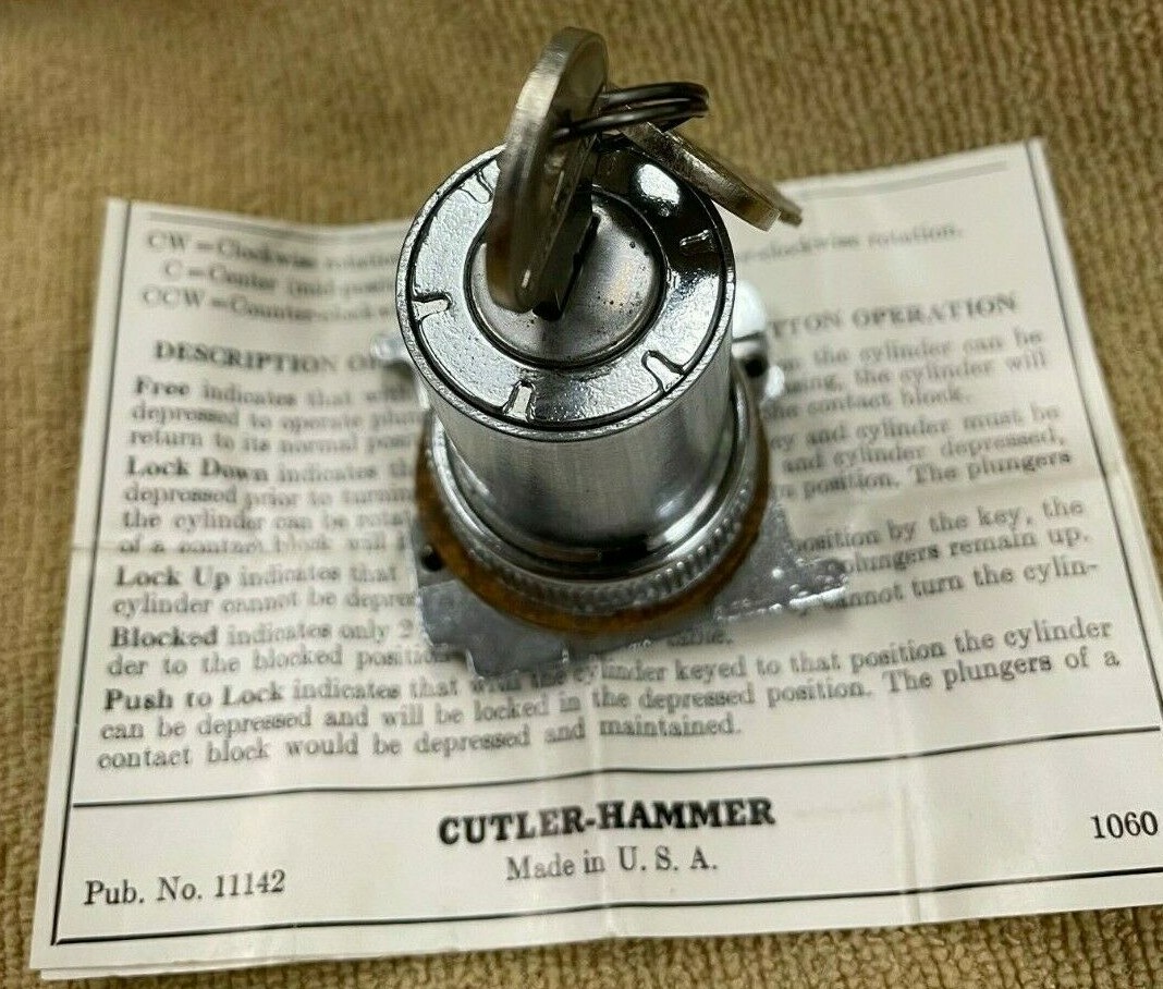 Cutler Hammer 10250T430 Operator Cyl. Lock Type All Pos w/ Keys