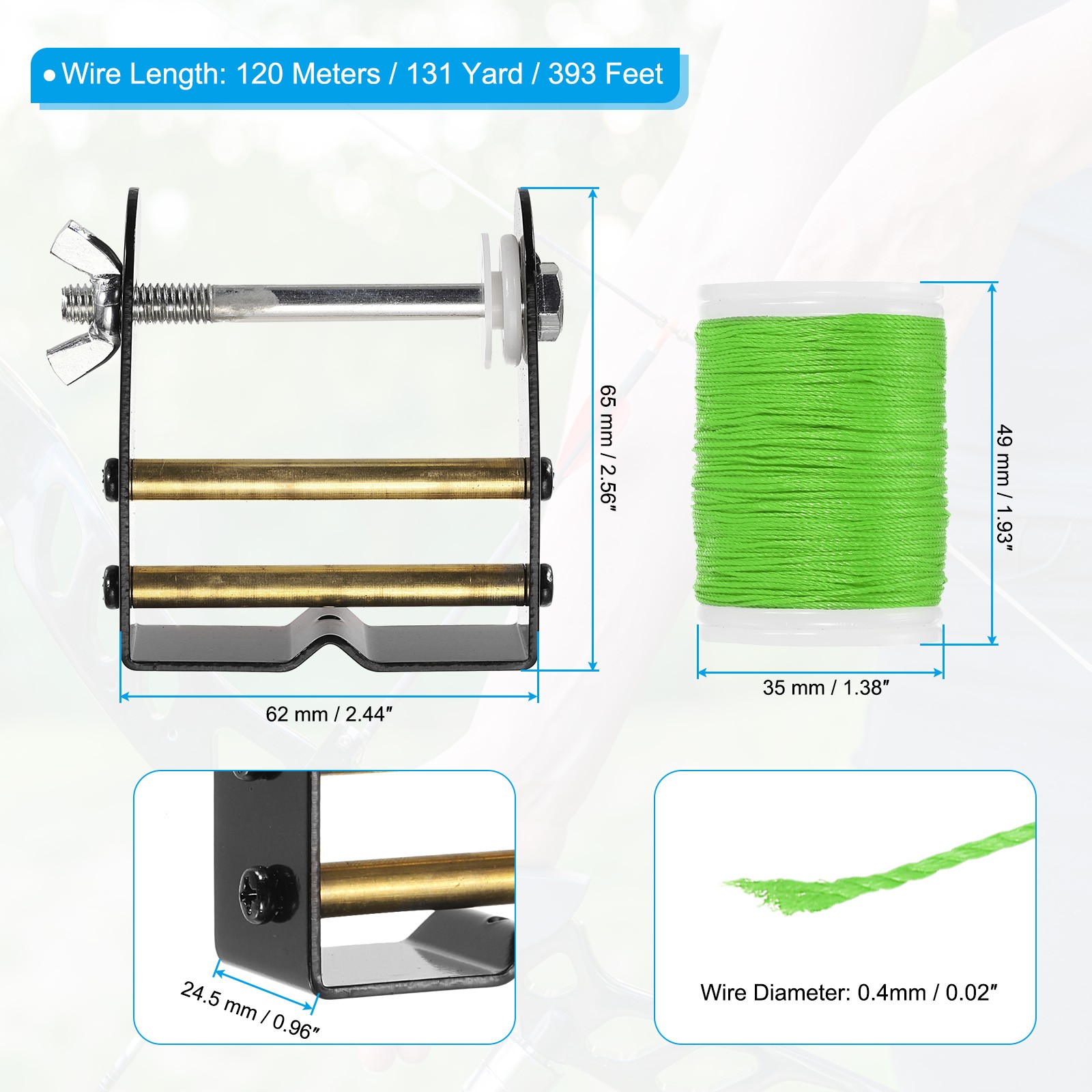 Archery Bow String Serving Thread Jig 0.02" Dia Bowstring Thread Grass Green